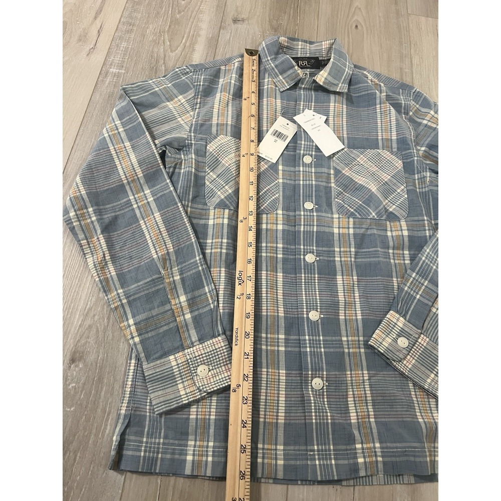 RRL by Ralph Lauren Madras Camp Shirt Light Blue XS - Picture 4 of 6